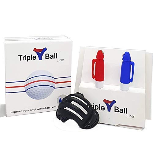 Triple Golf Ball Liner Alignment Tool, Golf Ball Marker Tool for a Better Alignment. 2 pens Included - Triple Golf Ball Liner Compatible with Golf putters - BeesActive Australia