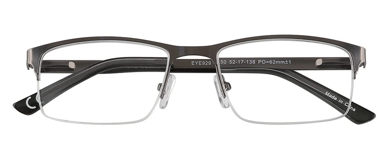 Eyecedar 5-Pack Reading Glasses Men Blue Light Blocking Half Frame Rectangle Style Spring Hinges Readers 2.00 Metal Grey 2.0 x - BeesActive Australia