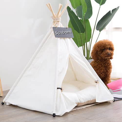 Scnbom Pet Teepee for Small Dogs or Cats Portable Tent Puppy Sweet Bed Washable Dog or Cat Houses with Cushion M: Size fits 22 pounds (pets below) - BeesActive Australia