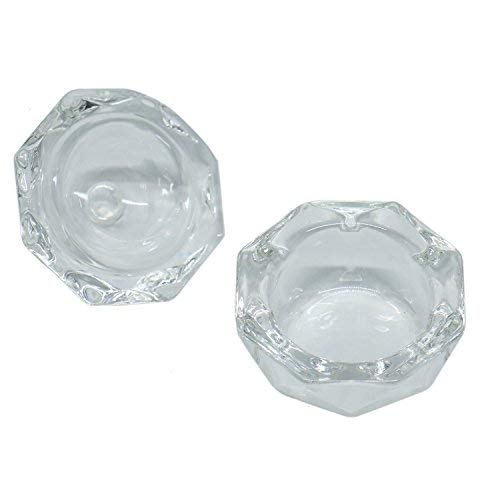 Buorsa 2 Pack Nail Art Acrylic Crystal Glass Dappen Dish Cup with Lid for Acrylic Liquid Powder Styling Tool - BeesActive Australia