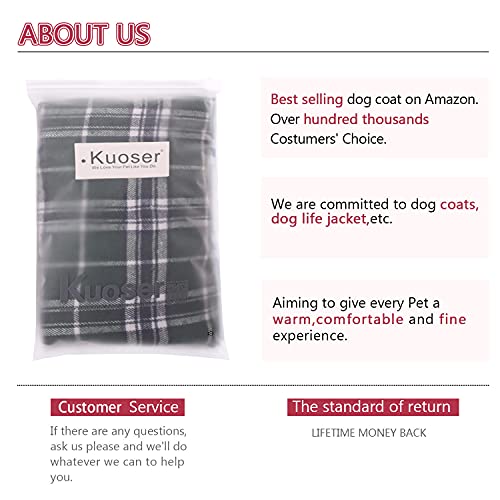 Kuoser Cozy Waterproof Windproof Reversible British Style Plaid Dog Vest Winter Coat Warm Dog Apparel for Cold Weather Dog Jacket for Small Medium Large Dogs with Furry Collar (XS - 3XL) Medium (Pack of 1) Green - BeesActive Australia