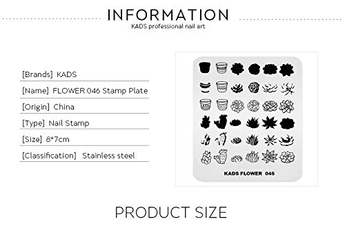 KADS New Nail Stamping Plate Flower Nature Nail Art Stamp Template DIY Image Template Manicure Stamping Plate Stencil Tools (FL046) FL046 - BeesActive Australia