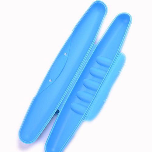 Cisixin 2 Pack Portable Travel Hiking Camping Toothbrush Case Packing Antibacterial Holder Case with Lid (Blue and Rose) - BeesActive Australia
