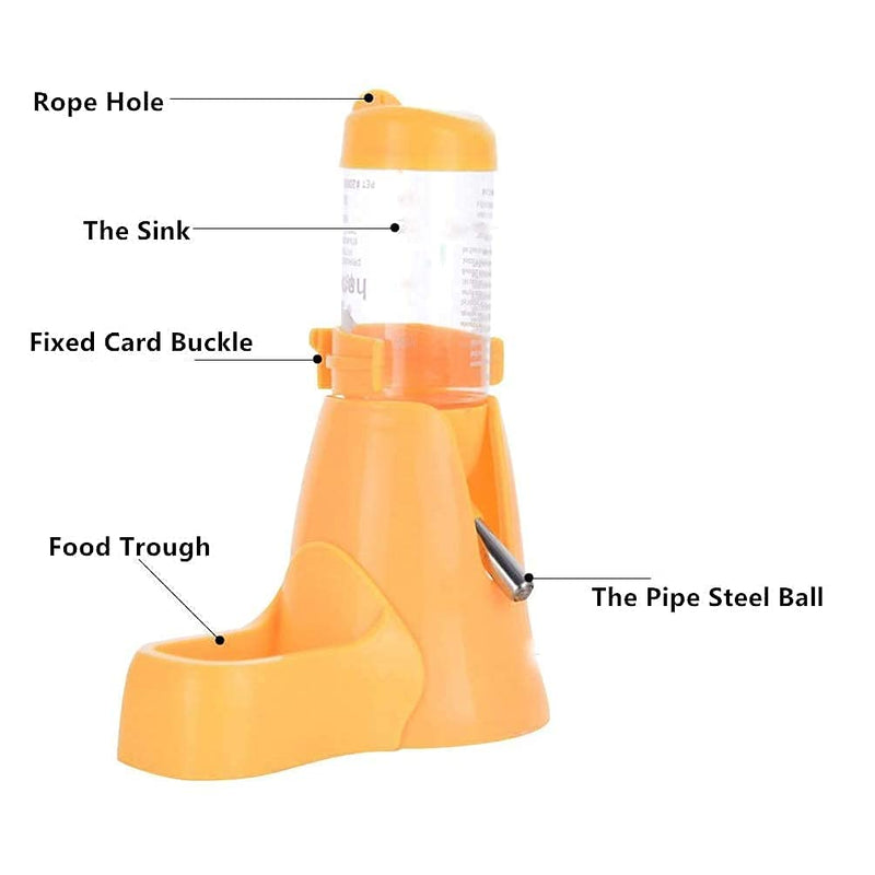Litewoo Hamster Water Bottle with Food Container Base Hut Drinking Dispenser for Dwarf Hamster Rats Mouse Gerbil Mice (Removable Base) 80ml Yellow - BeesActive Australia