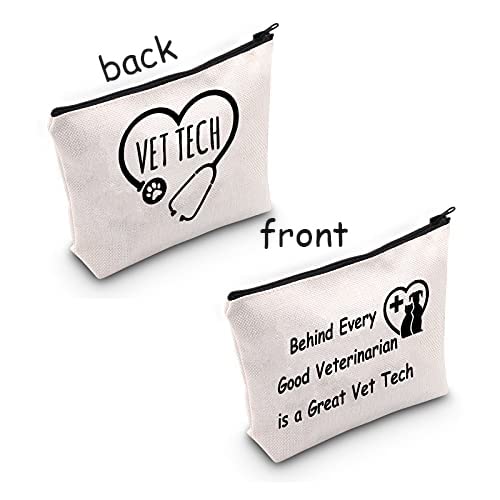 TSOTMO Veterinarian Gift Vet Tech Makeup Bag Behind Every Good Veterinarian is a Great Vet Tech Cosmetic Bag For Vet Student Save Animals Gifts (Vet Tech) - BeesActive Australia