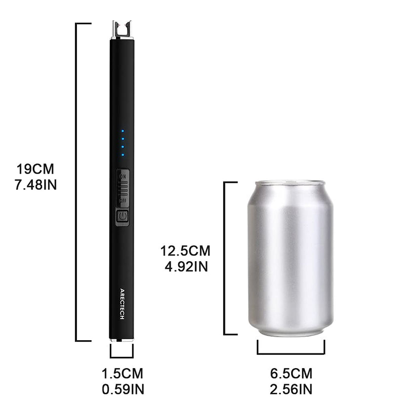 ARECTECH Lighter Electric Lighter Candle Lighter Rechargeable USB Lighter Plasma Arc Lighters for Candle Camping Kitchen Black - BeesActive Australia
