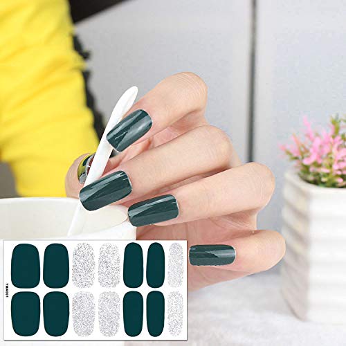 WOKOTO 8 Sheets Finger Nail Art Polish Strips Stickers For Nails Wraps Full Nail Self Adhesive Stickers Set With Nail File KIT1 - BeesActive Australia