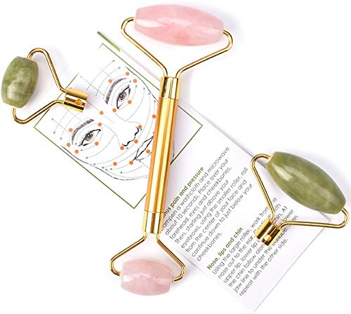 Jade Rose Quartz Roller Kit with 3 Changeable Heads | Face Facial Roller - BeesActive Australia