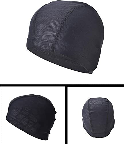 SheShy Swim Cap, Flexible Nylon Spandex Fabric Cotton PU Fiber Swimming Bathing Cap Hat for Men Women Kids Adults Black - BeesActive Australia