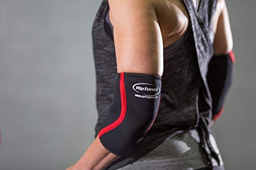 Elbow Sleeves (Pair) - Rip Toned - Elbow Brace For Compression & Support For Weightlifting, Powerlifting, Bodybuilding & Strength Training, Tendonitis & Arthritis. Men & Women. Medium Black - BeesActive Australia