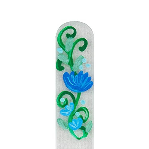 Blue Coneflower Hand Painted Genuine Czech Republic Crystal Nail File with Matching Acrylic Case - Medium - BeesActive Australia