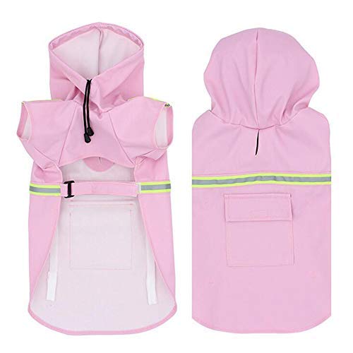 FEimaX Dog Raincoats Rain Poncho Coat Waterproof Pet Raincoat Jacket with Hood for Medium and Large Dogs, Lightweight Hoodies Windproof for Outdoor Walking M (Chest: 16.1'', Body 11.8'') Pink - BeesActive Australia
