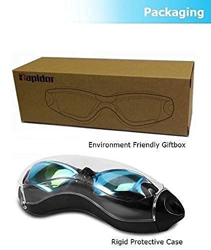 Rapidor Swimming Goggles, Men Women Teens, Mirrored and Smoked Lens, Black - BeesActive Australia