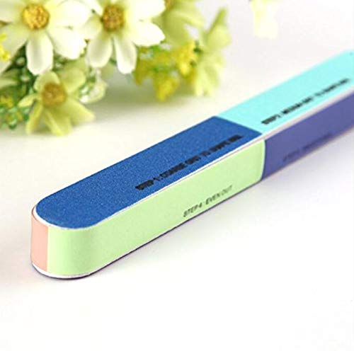 Pack of 10 Portable Washable 7-Way Nail Art Buffing Strip Nail File Buffers Polisher Grinding Bar Emery Board Pedicure Care DIY for Fingernails and Toenails - BeesActive Australia