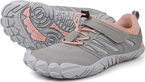 WHITIN Women's Barefoot & Minimalist Shoe | Zero Drop Sole | Trail Runner 5.5-6 1_ Pink/Grey - BeesActive Australia