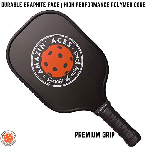 Amazin' Aces Classic Graphite Pickleball Paddle | Racket Features Graphite Face & Honeycomb Polymer Core | Meets USAPA Specifications Black - BeesActive Australia
