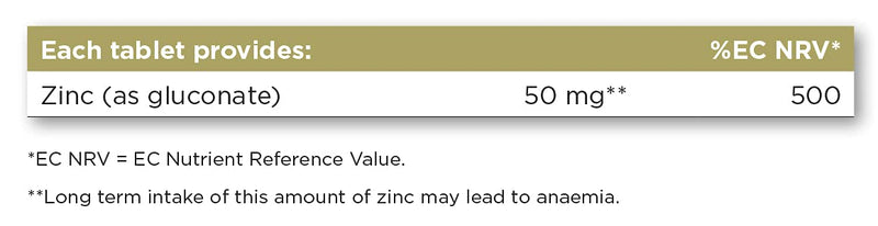 Solgar Zinc 50 mg Tablets - Pack of 100 - Supports a Healthy Immune System - Potent Antioxidant - Free from Sugar, Salt and Starch - Vegan - BeesActive Australia