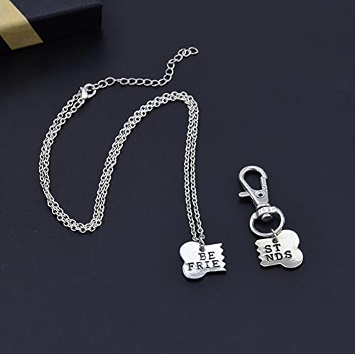 Best Friend Christmas Gifts Dog Bone Necklace Keychain Set for Dog Human Jewelry Set Pet Owner Birthday Friendship Gifts silver - BeesActive Australia