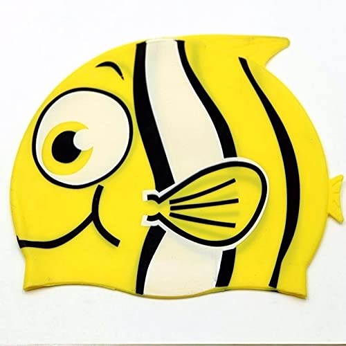 Swim Cap Kids-2 Pack Silicone Fun Swim Caps for Girls and Boys, Kids Swimming Hats with Cartoon Minnows Design - BeesActive Australia