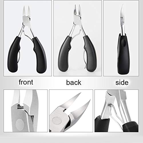 Anti-splash Fingernail Toenail Nails Cutter Toe Nail Clipper for Ingrown or Thick Toenails Professional Toenail Trimmer Nipper for Podiatrist/Men/Women/Seniors/Adult Toenail Nail,4pcs (Black) Black - BeesActive Australia