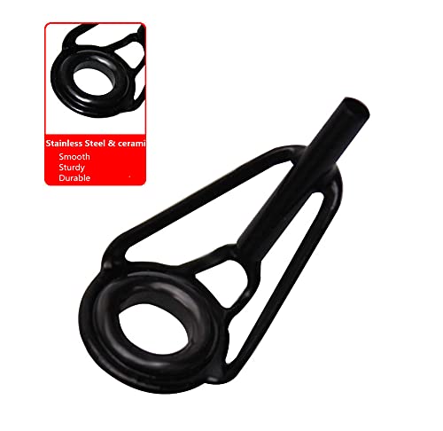8pcs Fishing Rod Tip Repair Kit Rod Top Tips Replacement Fishing Rod Tips Stainless Steel Ceramic Ring Guide Tips Black Large Fishing Rod Tips - BeesActive Australia