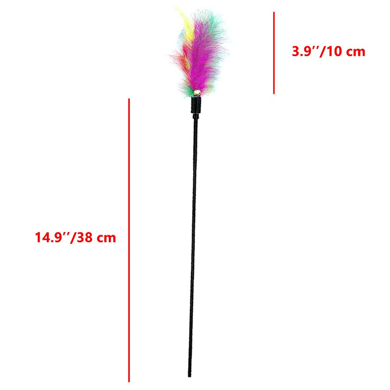 IUHKBH Cat Feather Toys, Interactive Cat Wand Toys Cat Teaser with Bell - 18'' Long Feather Wand for Cat and Kitten (6 Pcs) A - BeesActive Australia