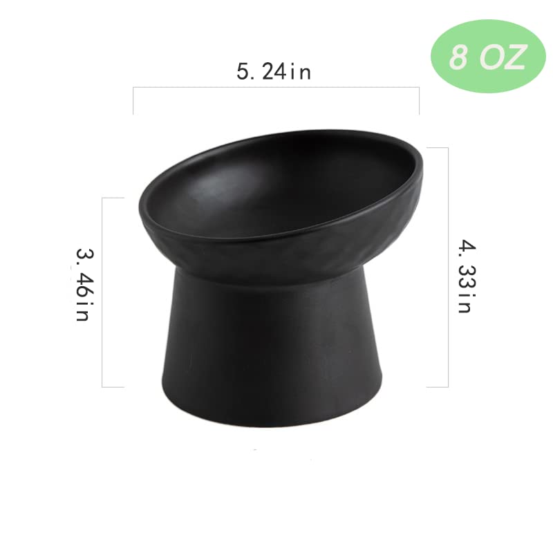 KITCHENLESTAR Ceramic Raised Cat Bowls, Slanted Cat Dish Food or Water Bowls, Elevated Porcelain Pet Feeder Bowl Protect Cat's Spine, Stress Free, Prevention White Black - BeesActive Australia