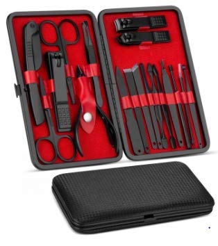 JOM Manicure Set Grooming Kit, Pedicure Kit Nail Clipper Set-Professional Grooming Kit Stainless Steel Nail Cutter File Scissors and Fingernails clipper with Nail Care Tools plus leather Travel Case - BeesActive Australia