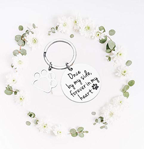 Pet Bereavement Memorial Remembrance Gift - Once by My Side Forever in My Heart Paw Prints Keychain Dog Cat Loss Gifts for Pet Owner Sympathy Gifts - BeesActive Australia