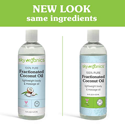 Fractionated Coconut Oil by Sky Organics (16 oz) Natural Fractionated Coconut Oil MCT Oil Moisturizing Coconut Carrier Oil Body Oil Coconut Makeup Remover Coconut Oil for Hair Skin DIY Fragrance Free 16 Fl Oz (Pack of 1) - BeesActive Australia