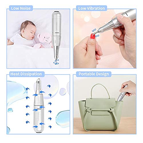 Portable Electric Nail Drill Machine Professional 35000 RPM Manicure Pedicure Polishing Nail File Drill Kit Set with Sanding Bands for Acrylic Gel Nails - BeesActive Australia