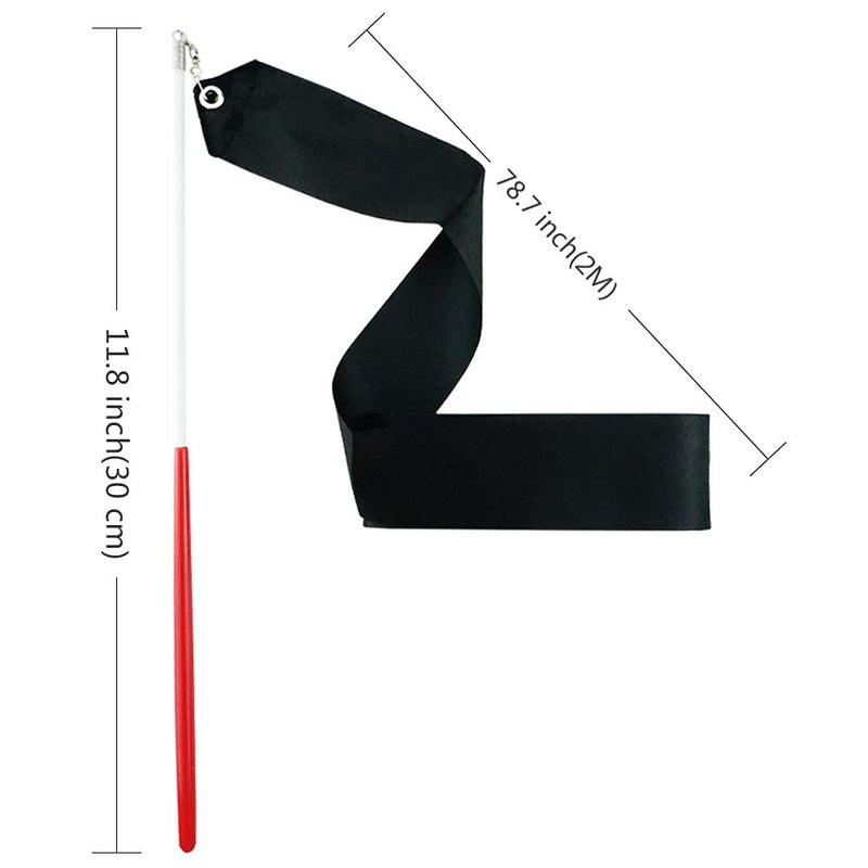 FAZHBARY Black Rhythmic Gymnastics Wands Praise Dancing Streamers for Kids Baton Twirling Talent Shows Artistic Dancing, 2 Pack - BeesActive Australia