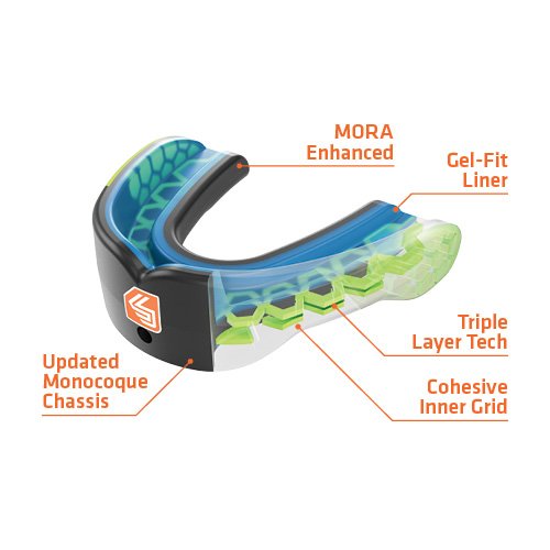[AUSTRALIA] - Shock Doctor Gel Max Power Carbon Convertible Mouth Guard CBN/WHFNG- PRINT Adult NON-FLAVORED 