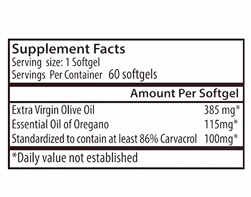 Zane Hellas Oregano Oil Softgels. Extra Strength. Every Softgel Contains 20% Greek Essential Oil of Oregano. 100 mg Carvacrol per Softgel.60 Softgels. - BeesActive Australia
