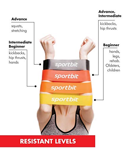 [AUSTRALIA] - SPORTBIT Pilates Flexbands Set with Bag & e-Book for Exercise & Workout 4 resistance bands 