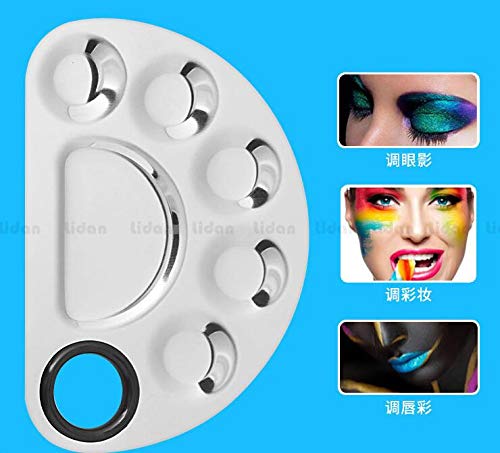 Aoshang Stainless Steel 6 Holes Makeup Palette Nail Art Polish Mixing Plate Cosmetic Artist Mixing Palette with Spatula Tool for Mixing Foundation - BeesActive Australia