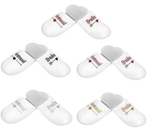 5 Pairs Bridesmaid Disposable Slippers Letter Pattern Party Slippers Wedding Supplies - BeesActive Australia