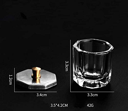 2PCS Mini Clear Glass Nail Dappen Dish with Stainless Steel Lid Fake Crystal Bowl Cups Nail Art Tools for Acrylic Liquid Powder - BeesActive Australia