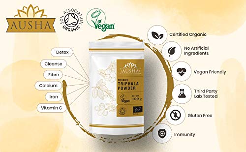 Ausha Organic Triphala Powder 100g - Constipation Relief | Cleanse, Vitamin C, Digestion l Certified Organic by Soil Association - BeesActive Australia