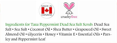 Premium Taza Peppermint Dead Sea Salt Scrub, 473 ml 24 oz (670 g) ♦ Leaves Skin Soft and Hydrated ♦ Contains: Coconut Oil, Shea Butter, Grapeseed Oil, Sweet Almond Oil, 26 Minerals - BeesActive Australia