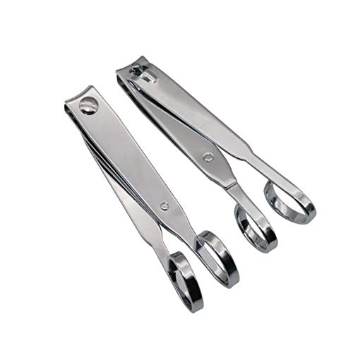 2Pcs EZ Grip Nail Clippers 360-Degree Rotating Head Scissor Grip Nail Clipper Cutter With Handles Carbon Steel Curved Edge Fingernail Toenail Clipper Set Manicure Pedicure Trimmer (Small and Large) - BeesActive Australia