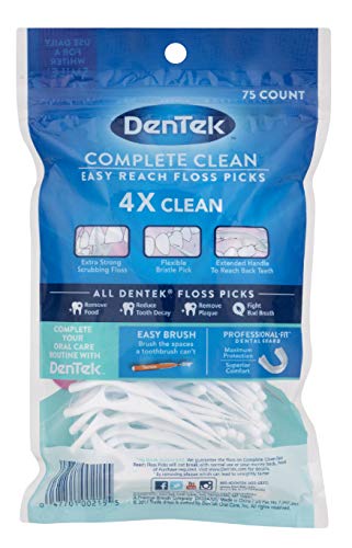 DenTek - Complete Clean Floss Picks - 75 per Pack - Easy Reach - Pack of 2 75 Count (Pack of 2) - BeesActive Australia