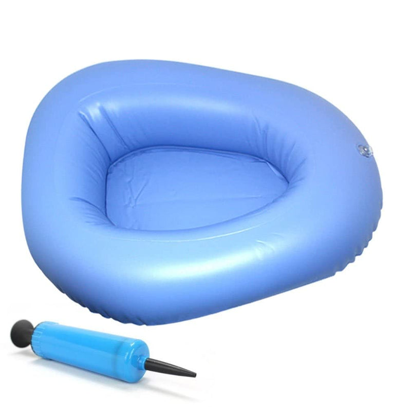 KIKIGOAL Bigger Washable Portable Air Inflation Blue Bed Pan Bedridden Elderly Inflatable Stool Bedsore Toilet - BeesActive Australia