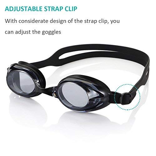 [AUSTRALIA] - Swim Goggles with Clear Vision Anti-Fog UV Protection No Leaking Swimming Goggles for Men Women Adult Youth Triathlon 3 Sizes Replaceable Nose Pieces and Free Protection Case Black 