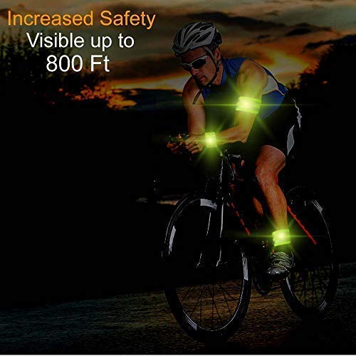 Reflective Bands for Wrist, Arm, Ankle, Leg. High Visibility Reflective Gear for Night Walking, Cycling and Running. Safety Reflector Tape Straps. Very Large Reflective Surface Area Green - 4 Bands - BeesActive Australia