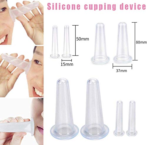 QUUPY Silicone Cupping Facial Set Eye and Face Vacuum Massage Cup Kit - 4 Cups(2Large+2Small) White - BeesActive Australia