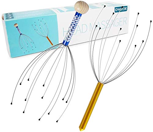 OWUDE Scalp Massager, Handheld Head Massager Tingler Scratcher Stress Reliever Tool Set for Scalp Stimulation and Relaxation (Blue + Gold)- 2 Pack - BeesActive Australia
