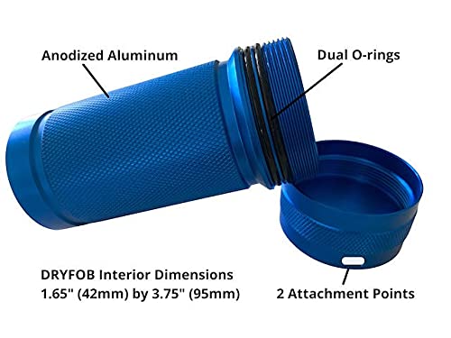 DRYFOB Waterproof Car Key FOB Container, Case, Holder - for Scuba Diving and Watersports. Rugged Aluminum. Rated to 130ft/1hr Blue - BeesActive Australia