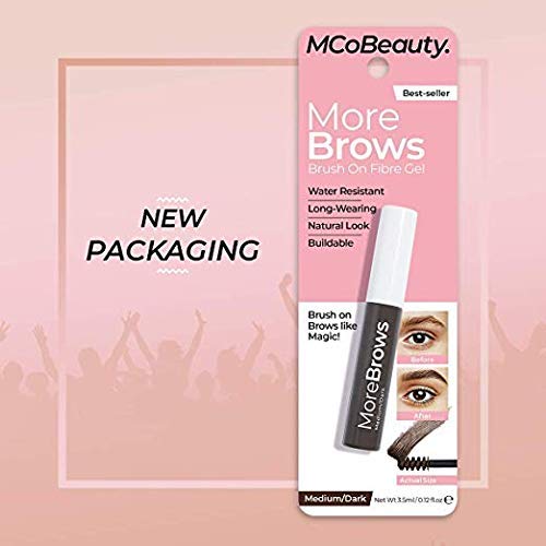 MCoBeauty More Brows Brush-On Fibre Gel - Holds Brows in Place All Day - Creates Fluffiness and Volume - Water-Resistant Formula - Medium to Dark - BeesActive Australia