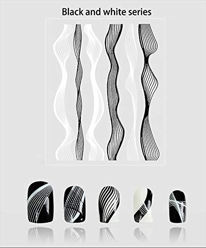 4 Sheets Nail Stickers 3D Self-Adhesive Nail Art Sticker Decals Metal Design DIY Wave Strips Lines Foil Decoration Tools for Women Kids - BeesActive Australia